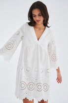 Peraluna-Hi̇romi̇ Dress %100 Pamuk 3/4 Kol Diz Hizası Yazlık Kadın Elbise -Elbise-7-Milagron.com