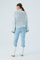 Peraluna-Ilda Pullover %100 Pamuk Saç örgülü Bol Kesim Kadın Triko Kazak Buz Mavisi-Kazak-8-Milagron.com