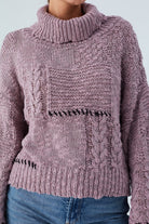 Peraluna-Ilda Pullover %100 Pamuk Saç örgülü Bol Kesim Kadın Triko Kazak Gül Kurusu-Kazak-5-Milagron.com