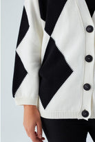 Peraluna-Irene Cardi̇gan Büyük Baklava Desenli Bol Kesim Mevsimlik Kadın Triko Hırka-Kazak & Triko-5-Milagron.com