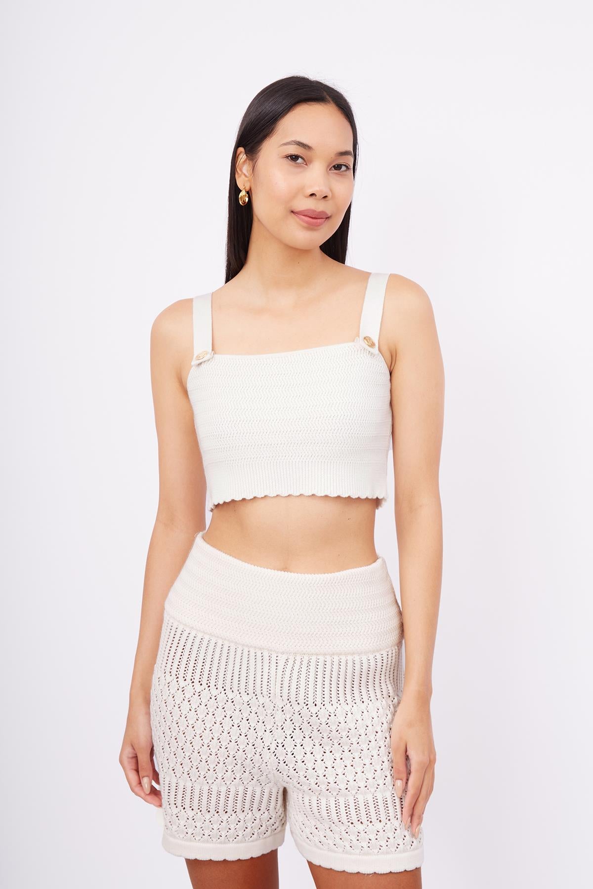 Peraluna-Iris Bralette Balık Sırtı Örgü Altın Renk Düğmeli Kadın Triko Bralet Ekru-Bralet-2-Milagron.com