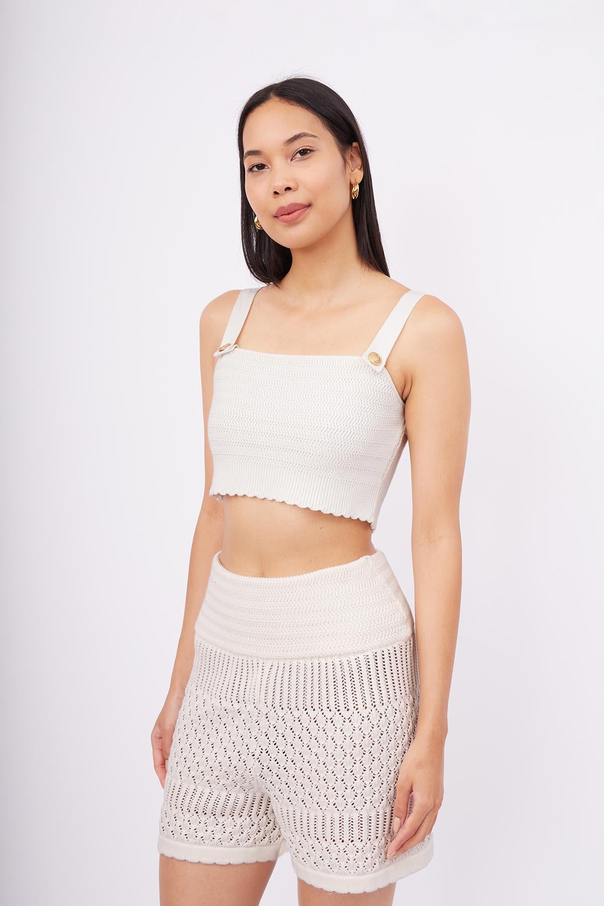 Peraluna-Iris Bralette Balık Sırtı Örgü Altın Renk Düğmeli Kadın Triko Bralet Ekru-Bralet-5-Milagron.com