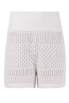 Peraluna-Iris Short Ajur Örgü Beli Lastikli Rahat Kesim Kadın Triko Şort Ekru-Şort-8-Milagron.com