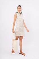 Peraluna-Isabel Dress Ajur örgü El Yapımı çiçek Detaylı Düz Kesim Kolsuz Kadın Triko Elbise Ekru-Elbise-5-Milagron.com