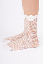 Peraluna Isabel Socks Ajurlu Güllü Kadın Çorap - Ekru