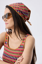 Peraluna-Isla, Jakarlı Organik Pamuk Triko Bandana Multi̇ Hardal-Eşarp-1-Milagron.com