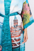 Peraluna-Istanbul Kimono İstanbul Manzara Baskılı 125 Cm Uzun Saten Kadın Kimono-Kimono-3-Milagron.com