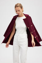 Peraluna-Jisha, Kadın örme Triko Blazer Ceket Bordo-Ceket-3-Milagron.com