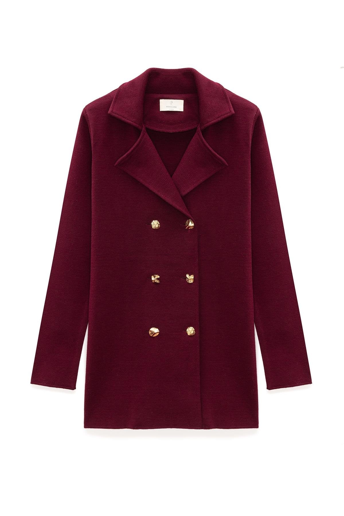 Peraluna-Jisha, Kadın örme Triko Blazer Ceket Bordo-Ceket-8-Milagron.com