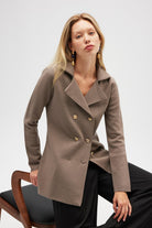 Peraluna-Jisha, Kadın örme Triko Blazer Ceket Vizon-Ceket-3-Milagron.com