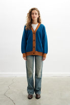 Peraluna-Josephine Cardigan V Yaka Jakarlı Geniş Kesim Organik Pamuk Yün Karışım Kadın Triko Hırka-Kazak & Triko-3-Milagron.com