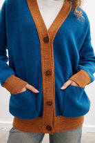 Peraluna-Josephine Cardigan V Yaka Jakarlı Geniş Kesim Organik Pamuk Yün Karışım Kadın Triko Hırka-Kazak & Triko-4-Milagron.com