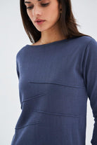 Peraluna-Kayık Yaka Sade Yazlık Kadın Triko Elbise-Elbise-4-Milagron.com