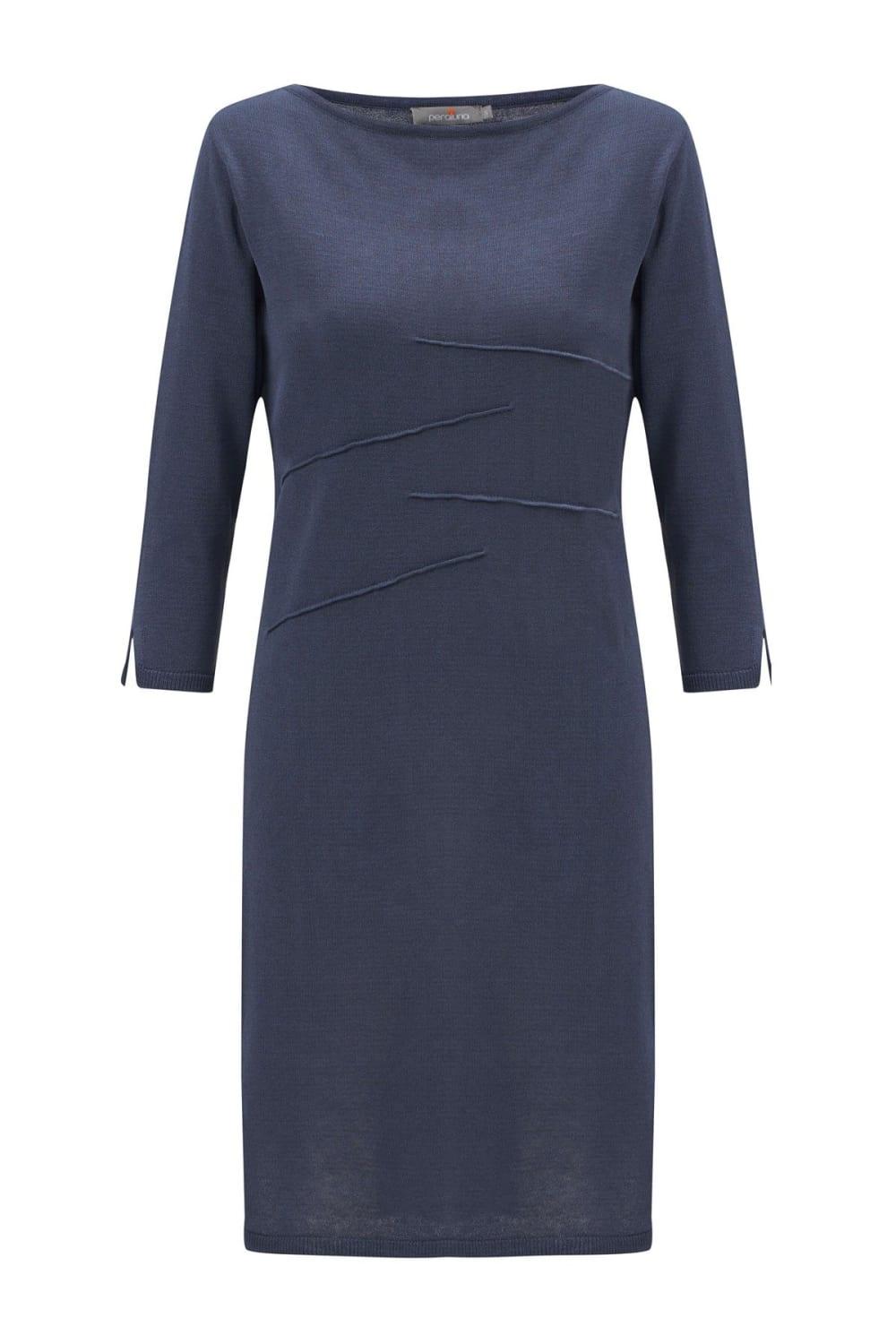 Peraluna-Kayık Yaka Sade Yazlık Kadın Triko Elbise-Elbise-8-Milagron.com