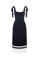 Styleboom X Peraluna Kelly Dress Askılı Bağlama Detaylı Rahat Kesim Midi Boy Yazlık Kadın Triko Elbise - Siyah
