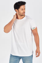 Peraluna Kol Ucu Baskılı Uzun Erkek T-Shirt - Beyaz
