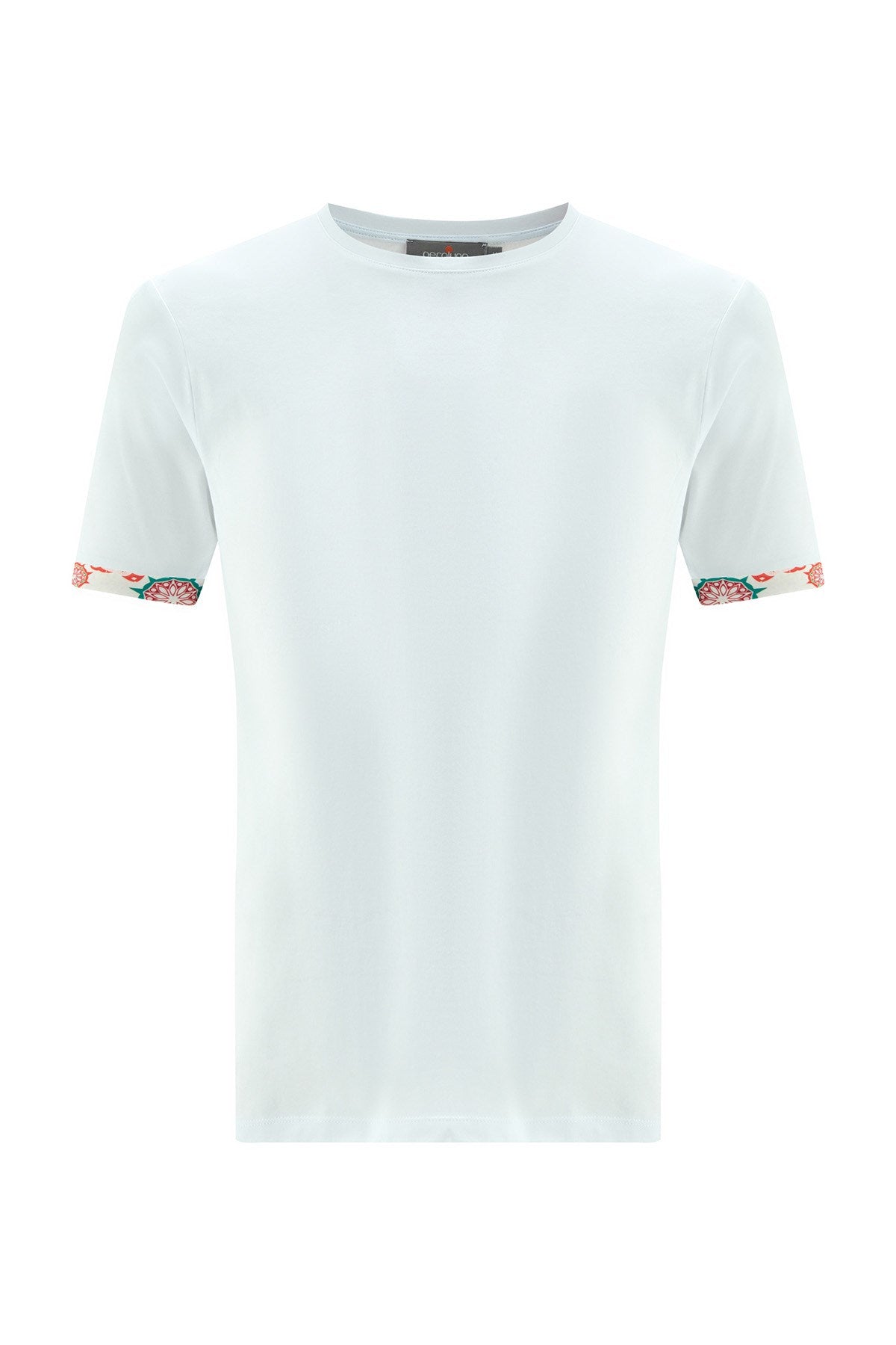 Peraluna Kol Ucu Baskılı Uzun Erkek T-Shirt - Beyaz