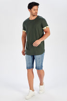 Peraluna Kol Ucu Baskılı Uzun Erkek T-Shirt - Haki