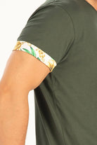 Peraluna Kol Ucu Baskılı Uzun Erkek T-Shirt - Haki