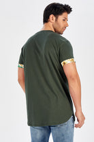 Peraluna Kol Ucu Baskılı Uzun Erkek T-Shirt - Haki