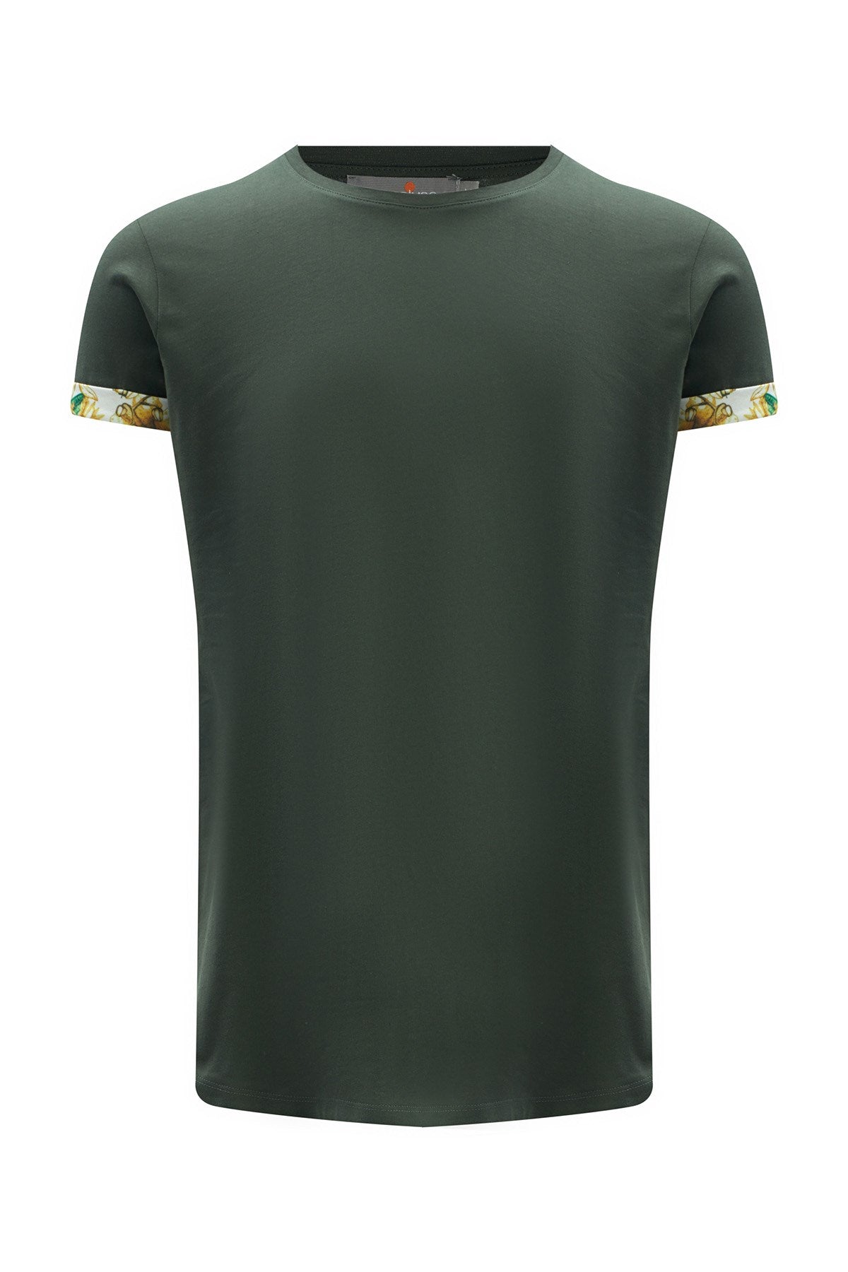 Peraluna Kol Ucu Baskılı Uzun Erkek T-Shirt - Haki