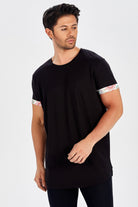 Peraluna Kol Ucu Baskılı Uzun Erkek T-Shirt - Siyah