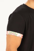 Peraluna Kol Ucu Baskılı Uzun Erkek T-Shirt - Siyah