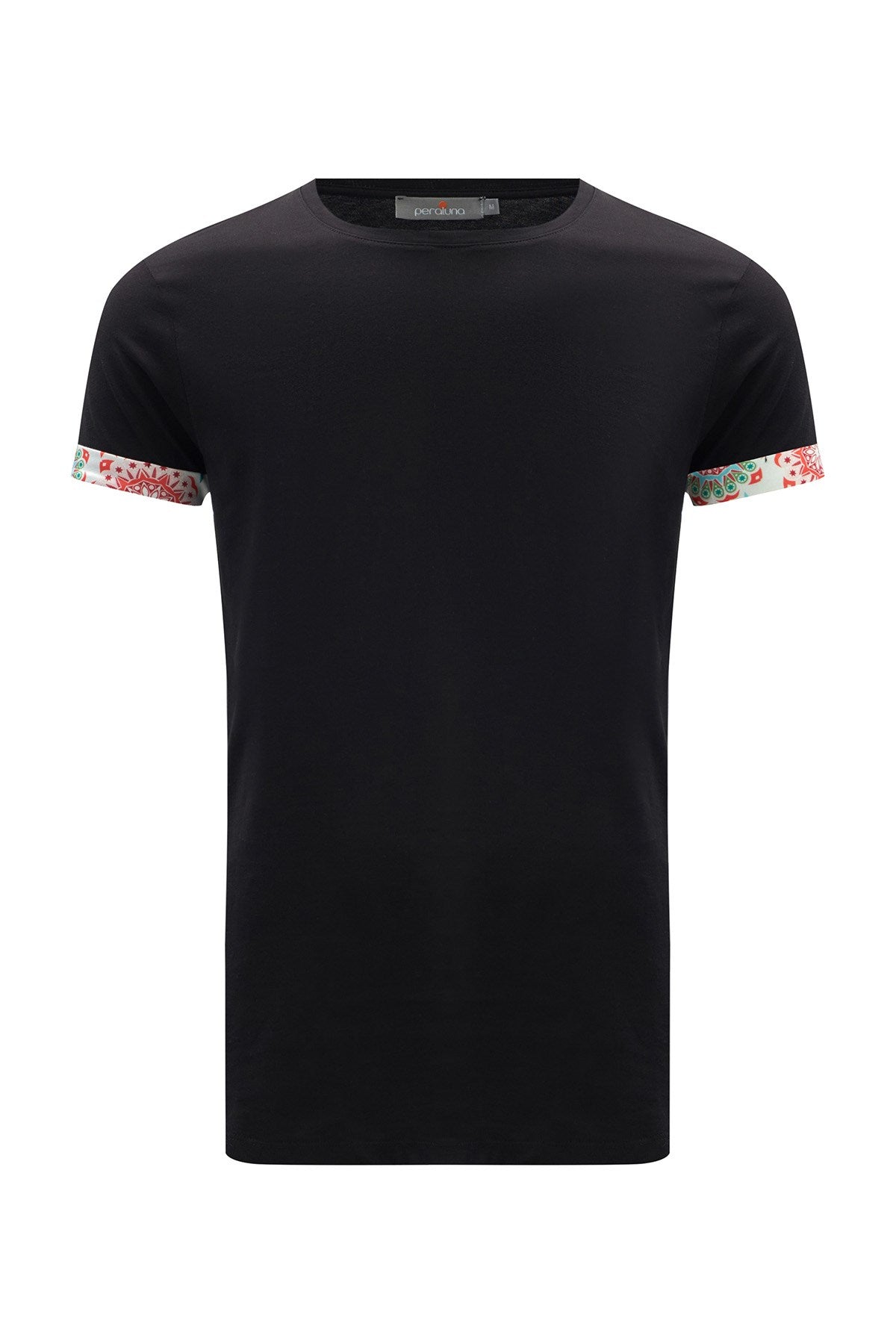 Peraluna Kol Ucu Baskılı Uzun Erkek T-Shirt - Siyah
