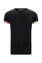 Peraluna-Kol Ucu Baskılı Uzun Kadın T Shirt Siyah-T-Shirts-7-Milagron.com