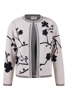 Peraluna-Lady Sakura Jacket Sakura Desen Komfort Fit Kadın Triko Ceket Bej-Ceket-9-Milagron.com