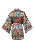 Peraluna-Ladybug Short Kimono Uğur Böceği Baskılı Kısa Saten Kadın Kimono çok Renkli-Kimono-10-Milagron.com