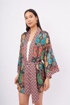 Peraluna-Ladybug Short Kimono Uğur Böceği Baskılı Kısa Saten Kadın Kimono çok Renkli-Kimono-5-Milagron.com