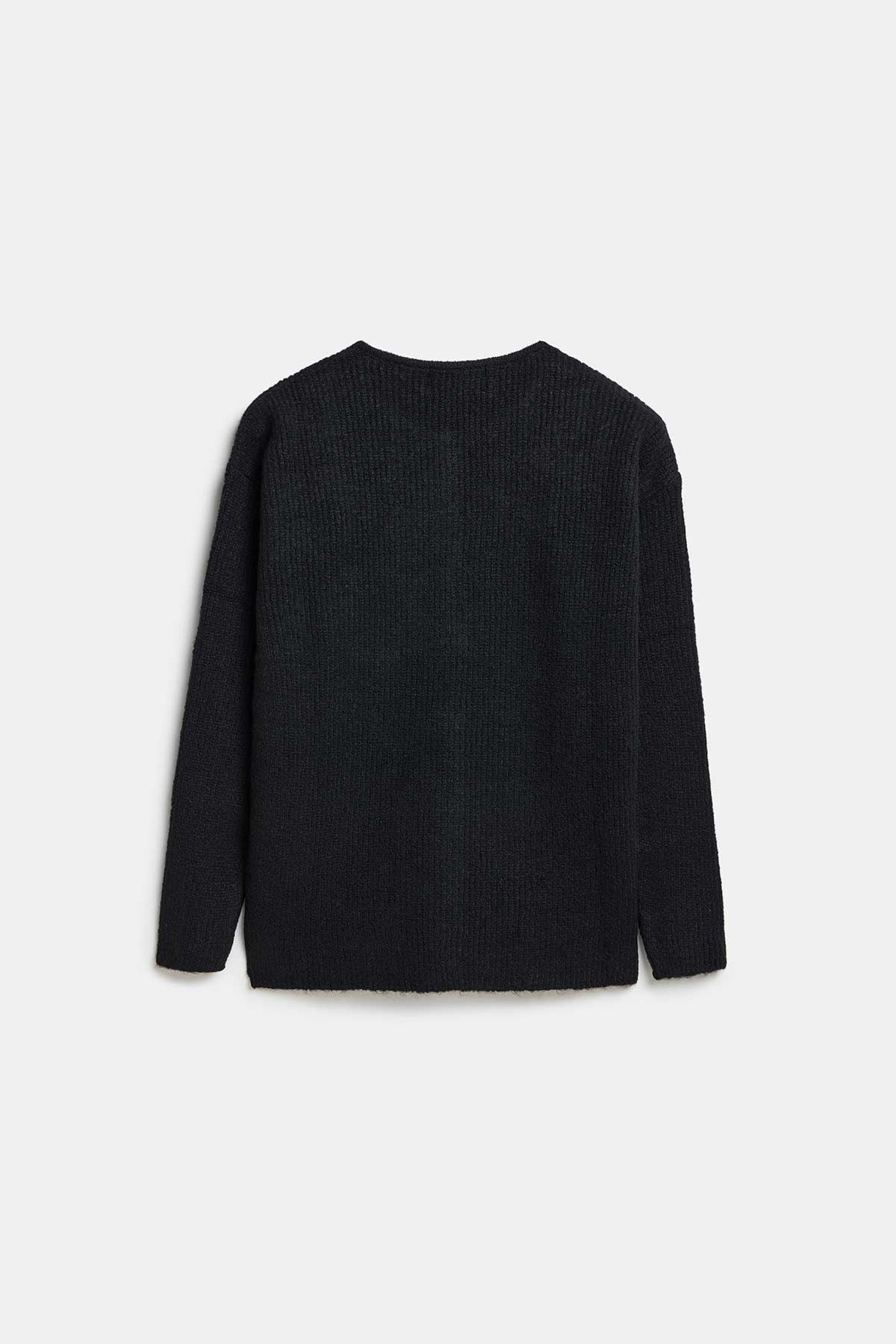 Peraluna Latina Cardigan - Selanik Örgü Kadın Hırka - Siyah