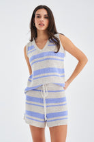 Peraluna-Laura Top & Shorts Yazlık Kadın Triko Şort Takım-Şort-1-Milagron.com