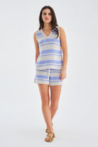 Peraluna-Laura Top & Shorts Yazlık Kadın Triko Şort Takım-Şort-4-Milagron.com