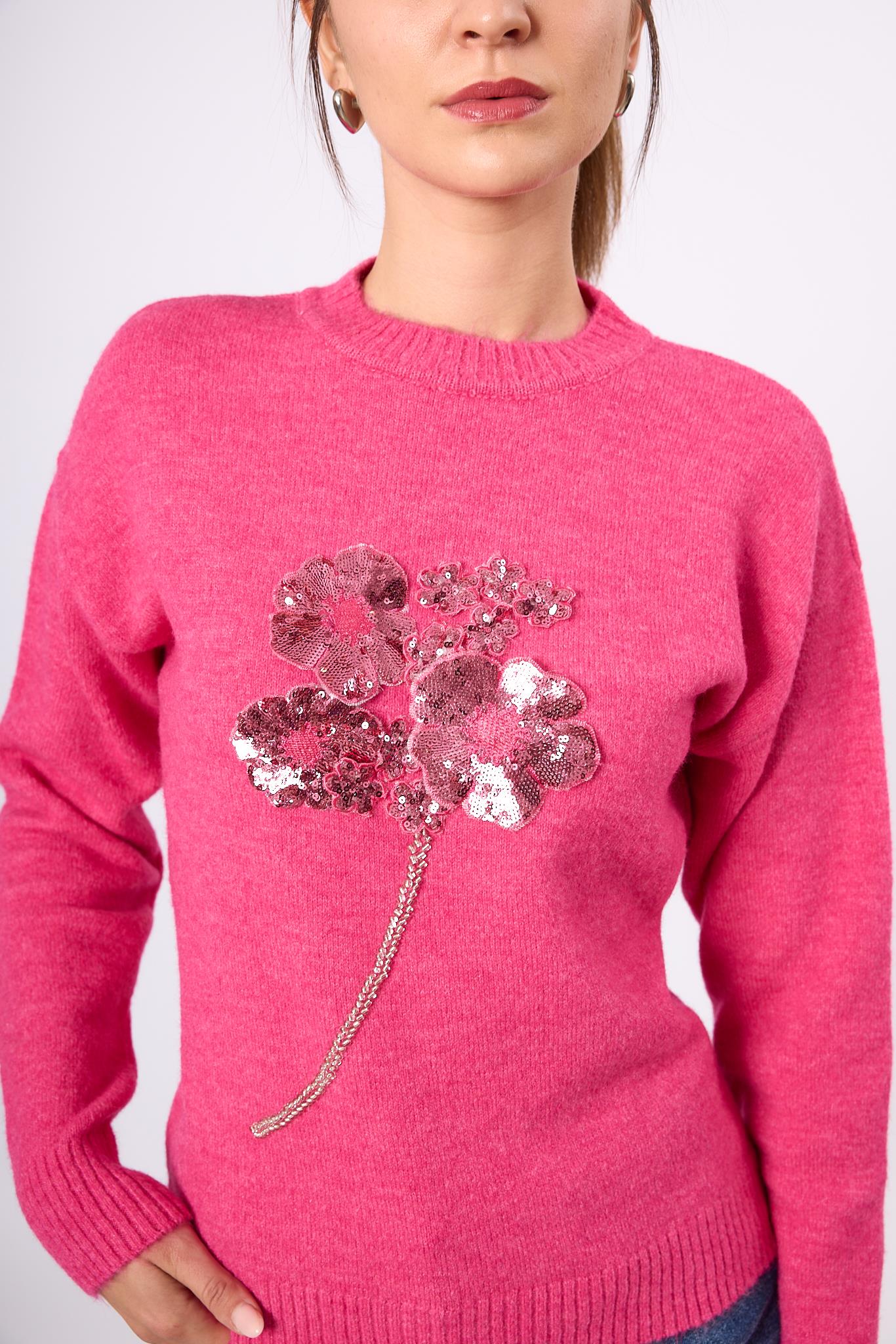 Peraluna-Lorna Boncuk İşlemeli Kadın Triko Kazak Açık Yeşil-Kazak & Triko-3-Milagron.com