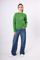 Peraluna-Lorna Boncuk İşlemeli Kadın Triko Kazak Açık Yeşil-Kazak & Triko-9-Milagron.com