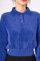 Peraluna-Lucy Krop Kesim Polo Yaka Kadın Triko Bluz-Bluz-3-Milagron.com