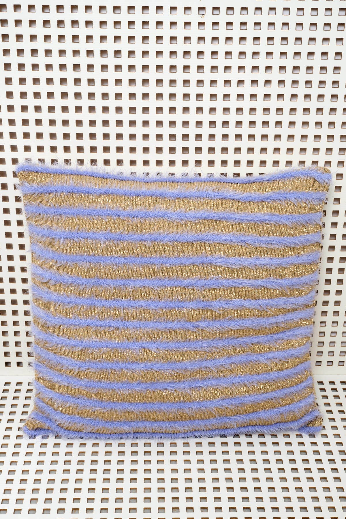 Peraluna Luxury Pillow Simli Çizgili Triko Yastık Kılıfı 45X45 Cm - Açık Lila/Gold