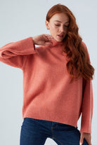 Peraluna-Macumba Pullover Balıkçı Yaka Yumuşak Dokulu Kadın Triko Kazak Koral-Kazak & Triko-6-Milagron.com