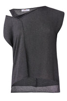 Peraluna-Magenta Blouse Düşük Kol Bluz Antrasit Melanj-Bluz-7-Milagron.com