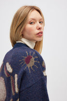 Peraluna-Makoya Desenli Kadın Triko Kimono Indigo Multi-Kimono-4-Milagron.com