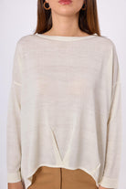 Peraluna-Meadow Blouse Ön Ve Arka Pile Detaylı Salaş Kadın Triko Bluz Ekru-Bluz-3-Milagron.com