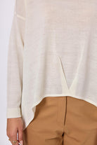 Peraluna-Meadow Blouse Ön Ve Arka Pile Detaylı Salaş Kadın Triko Bluz Ekru-Bluz-4-Milagron.com