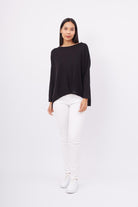 Peraluna-Meadow Blouse Ön Ve Arka Pile Detaylı Salaş Kadın Triko Bluz Si̇yah-Bluz-1-Milagron.com