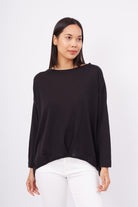 Peraluna-Meadow Blouse Ön Ve Arka Pile Detaylı Salaş Kadın Triko Bluz Si̇yah-Bluz-5-Milagron.com