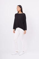 Peraluna-Meadow Blouse Ön Ve Arka Pile Detaylı Salaş Kadın Triko Bluz Si̇yah-Bluz-7-Milagron.com