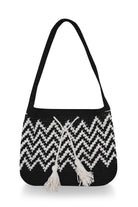 Peraluna MiA Bag %100 Pamuklu El Yapımı Kadın Triko Çanta - Siyah/Ekru