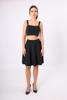 Peraluna-Michele Volanlı Mini Triko Etek Siyah-Etek-1-Milagron.com
