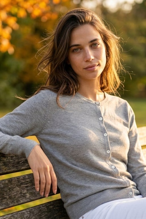 Peraluna Mila Cardigan Bisiklet Yaka Basic Pamuklu Kadın Triko Hırka - Gri Melanj